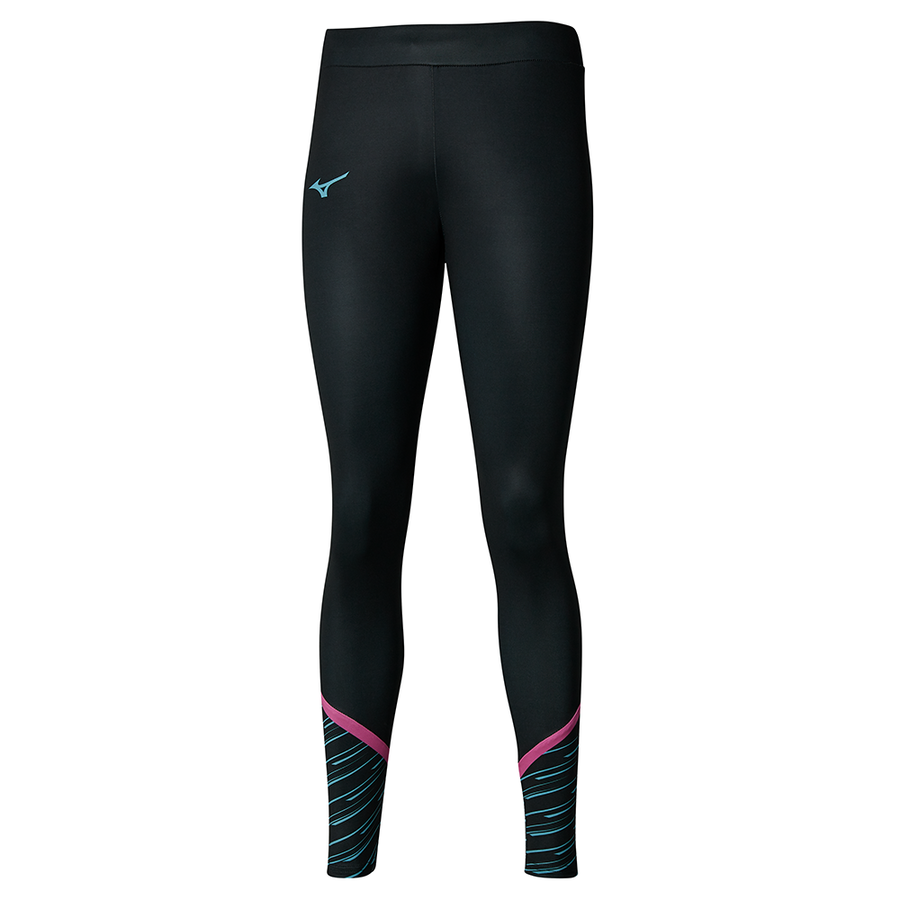 Mizuno Athletics Graphic Legging Black/Maui Blue